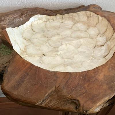 Solid Wood Bowl With Mother Of Pearl Inlay