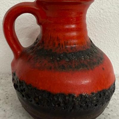 West Germany Vintage Kreutz Keramik Handled Lava Vase No. 631