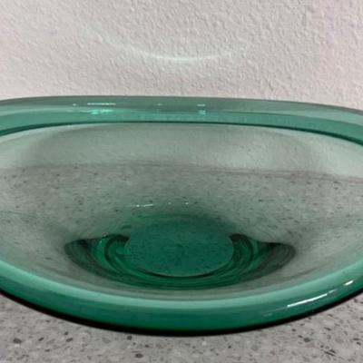Original Homegaard 1956 Hand Blown Green Art Glass Bowl