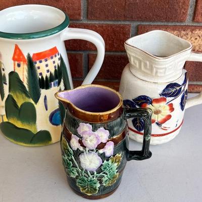 (2) Vintage Majolica Pitchers And A Certified International Provence By Linda Montgomery