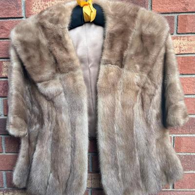 Vintage Mink Fur Stole With Satin Lining