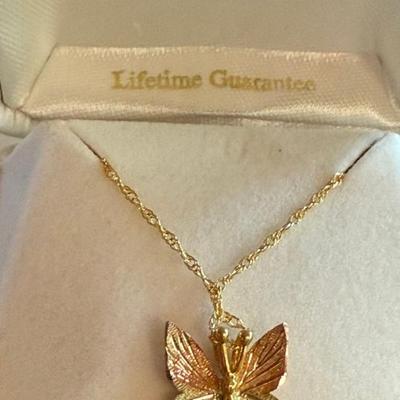 1/20 14k Gold Filled Blacks Hills Butterfly Pendant And Gold Filled 1 Inch Chain