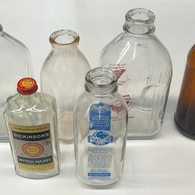 (6) Vintage Glass Bottles - Clorox, Dickinson's, Uservo, Terrace Park, And Promise Land Dairy