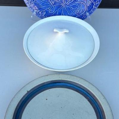 Horizan Japan Stoneware 12.5" Plate, Temptations Lidded Dish, And A Bordallo Pinheiro 12.5" Leaf Plate
