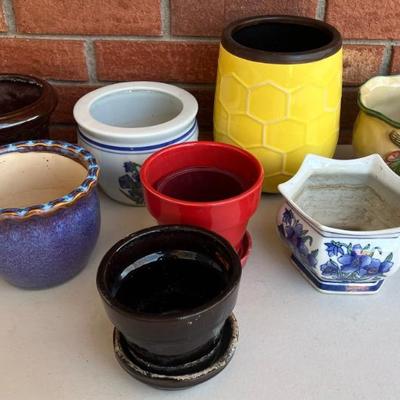 (8) Assorted Small Pottery And Ceramic Plant Pots