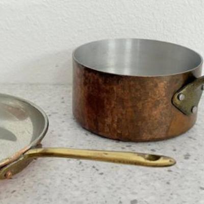 Copral Copper And Brass Handle Small Saute Pan And Copper And Brass Pot