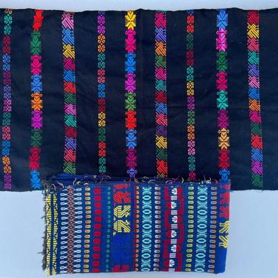 (2) Multi Color Geometric Woven South American Textiles