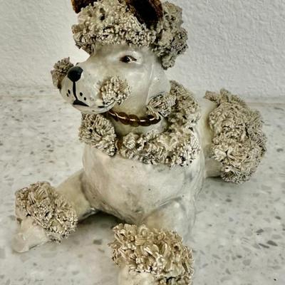 MCM Spaghetti Poodle Ceramic Figurine With Velvet Hat