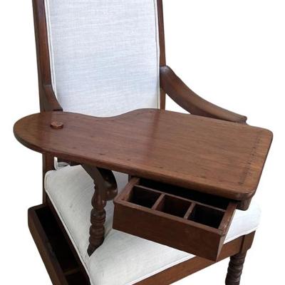 Antique 2 Drawer Mahogany Upholstered Desk Chair