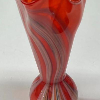 Vintage Nasco Japan Art Glass Ruffled 7.5" Vase