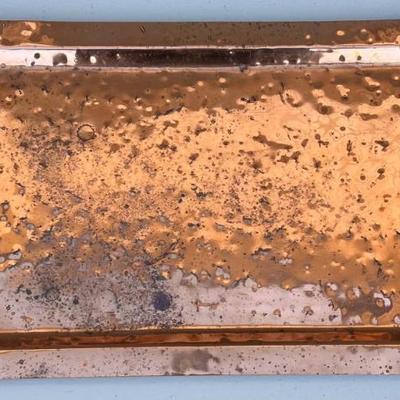 Vintage 17.75" Colonial Village Hammered Copper Tray With Brass Handles