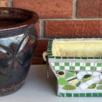 (2) Small Decorative Pottery Planters