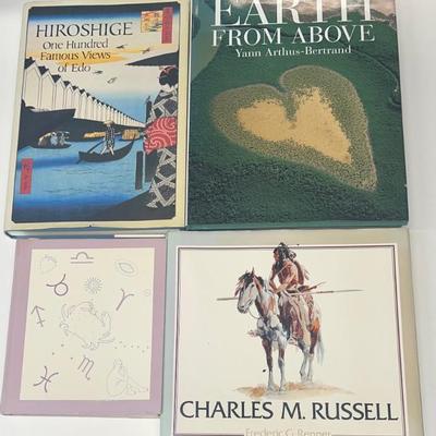 (4) Hard Back Coffee Table Books - Hiroshige 1986, Charles M . Russell 1974, A Taste Of Astrology 1988