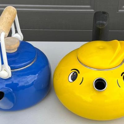Yellow And Blue Enamel Kettles - (1) Copco