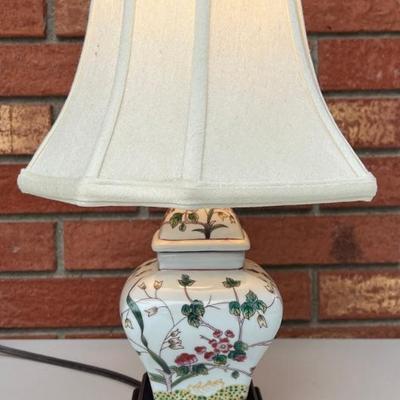Small Porcelain Japanese Style Table Lamp With Material Shade