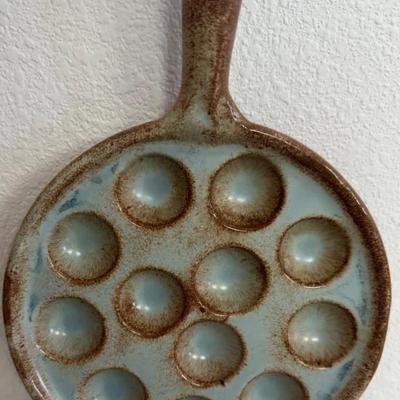 Vintage Escargots Pottery Handled Baking And Serving Dish