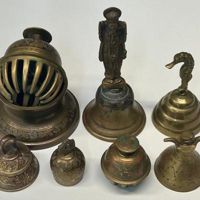 (8) Decorative Brass Bells - India