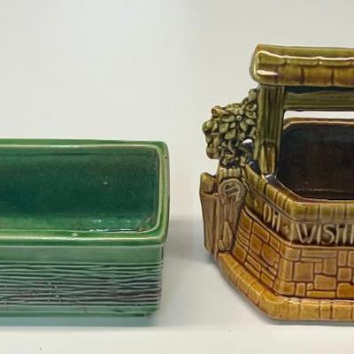 Vintage McCoy USA Pottery Wishing Well And Green Planter