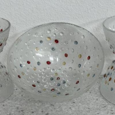 Vintage Dansk Confetti Bubble Glass Bowl Set