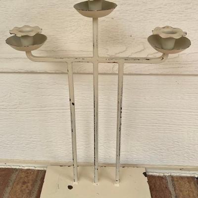 Vintage Solid Metal 18.5 Inch White Painted Candelabra