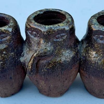 Miniature Pottery See, Hear, And Speak No Evil Figurine