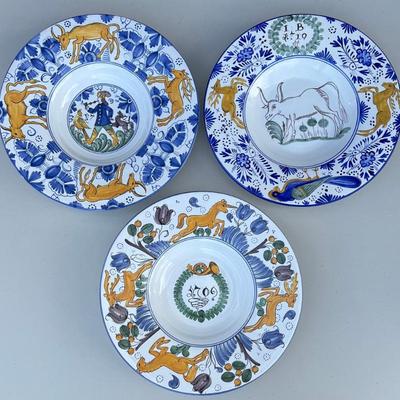(3) Signed Hand Painted Hungary 12.5" Wall Hanging Bowls