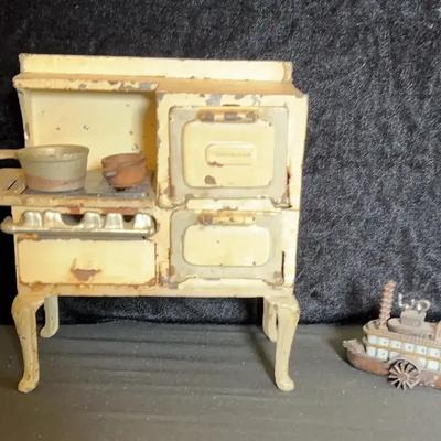 Vintage Model Stove And Metal Pencil Sharpener