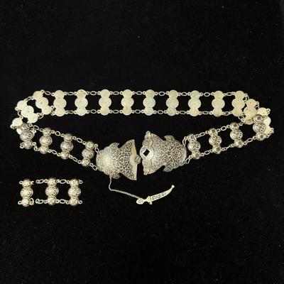 Vintage Russian Silver Niello Belt