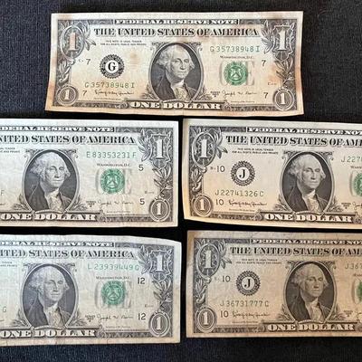 #1 Set Of 5 Series 1963B Barr $1 Bills