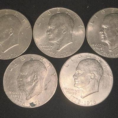 (5) 1776-1976 Bicentennial Eisenhower Dollar Coins