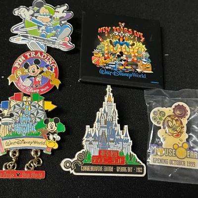 Disney Pins And Button- Four Parks, One World, Artist Choice, New Years Eve 1999, Mouse Gear