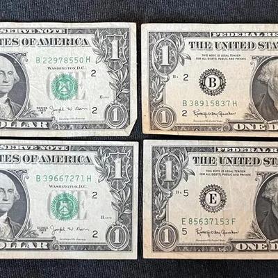 #7 Set Of 4 Series 1963B Barr $1 Bills