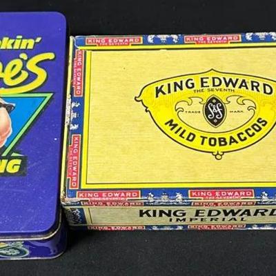 Smokin’ Joe’s Racing 1994 Tin With Matchbooks And King Edward Cigar Box 