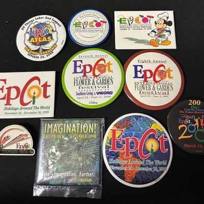 Vintage Epcot Event Buttons And Commemorative Pin- Limited Edition Of 5000