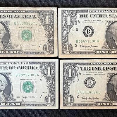#1 Set Of 4 Series 1963B Barr $1 Bills