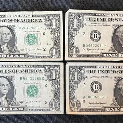 #6 Set Of 4 Series 1963B Barr $1 Bills
