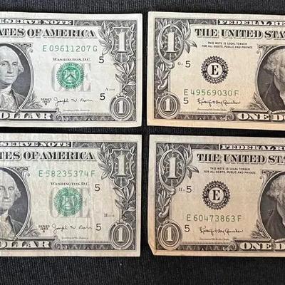 #4 Set Of 4 Series 1963B Barr $1 Bills