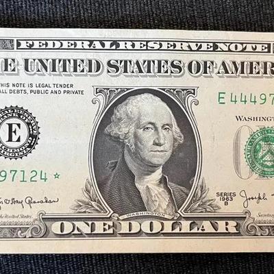 Star Note Series 1963B Barr $1 Bill