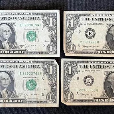 #3 Set Of 4 Series 1963B Barr $1 Bills 