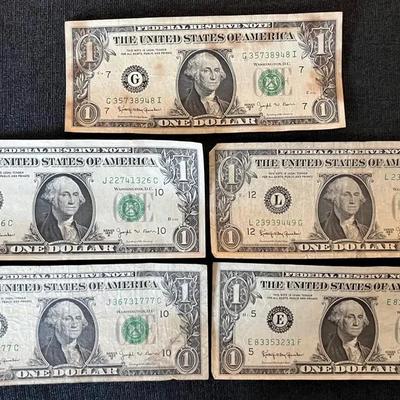 #3 Set Of 5 Series 1963B Barr $1 Bills
