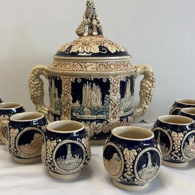 German Lidded Bowl With Mugs