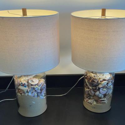 Pair Of Seashell Filled Table Lamps