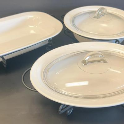 White Serving Ware With Casserole Warmers