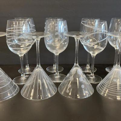 Mikasa Etched Wine & Martini Glasses
