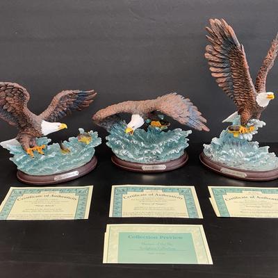 Bradford Exchange 3 Masters Of The Sky Sculpture Collection With Certificates of Authenticity