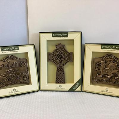 Trio Of Bronze Finish Irish Wall Hangings