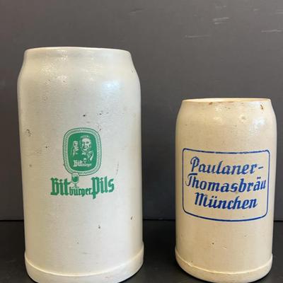 Pair Of Vintage Salt Glazed German Beer Steins