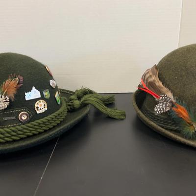 Pair Of Men’s Bavarian Wool Alpine Hats With Pins