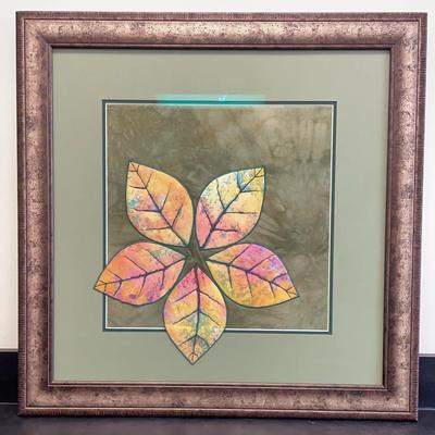 Framed Decorative Art Of Fabric Leaves