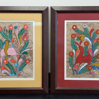 Pair Of Vintage Mexican Folk Art Paintings